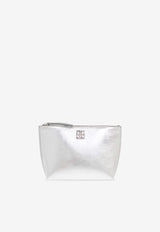 Givenchy 4G Liquid Metallic Leather Pouch Bag Silver BB60N SB1ZB-934