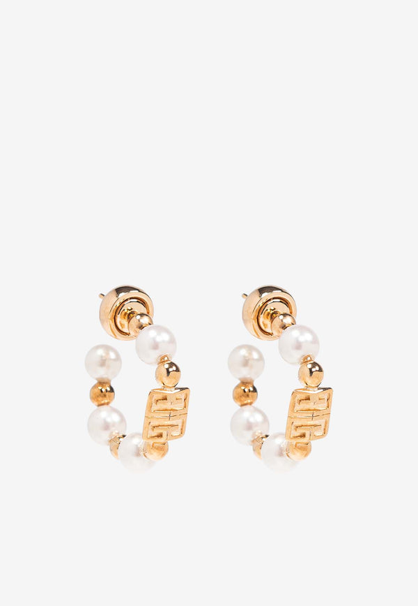 Givenchy 4G Pearl Embellished Hoop Earrings Gold BF111 PF03U-645