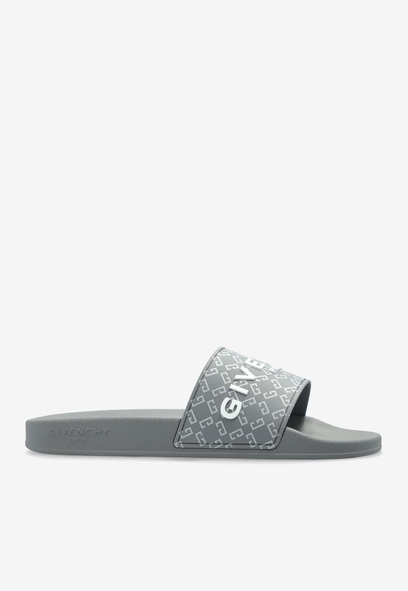 Givenchy Monogram Rubber Slides Gray BH301 TH1UC-030