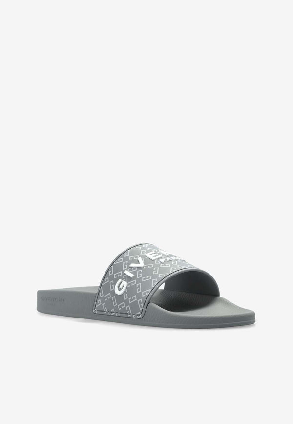 Givenchy Monogram Rubber Slides Gray BH301 TH1UC-030