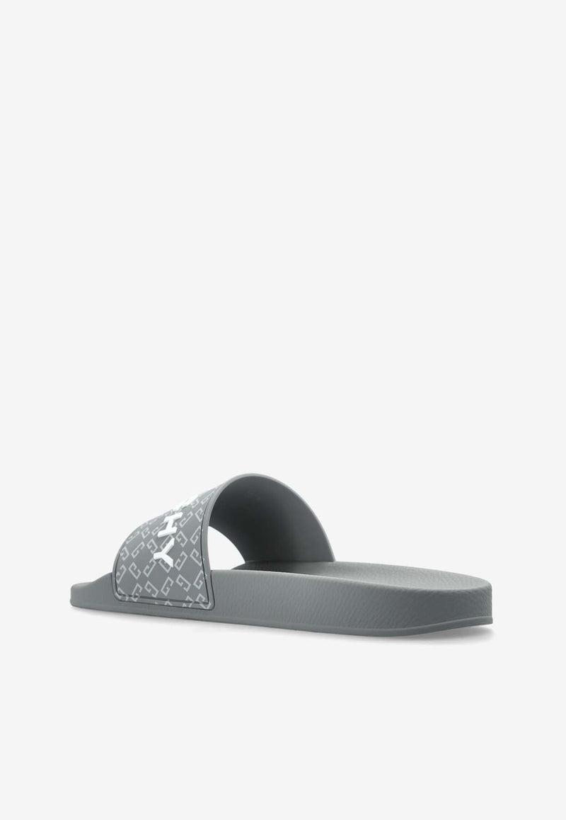 Givenchy Monogram Rubber Slides Gray BH301 TH1UC-030