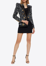 Balmain Embossed Buttons Wool Mini Skirt Black BF1LB810 WC09-0PA