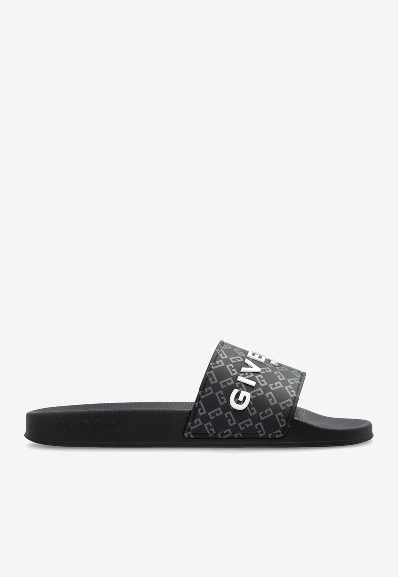 Givenchy Monogram Rubber Slides Black BH301 TH1UC-001