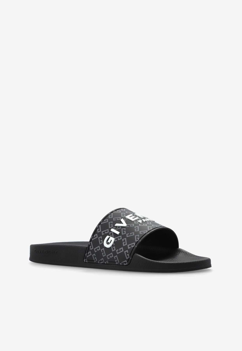 Givenchy Monogram Rubber Slides Black BH301 TH1UC-001