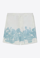 Givenchy Hubert Print Linen Bermuda Shorts White BM51J 315WB-490