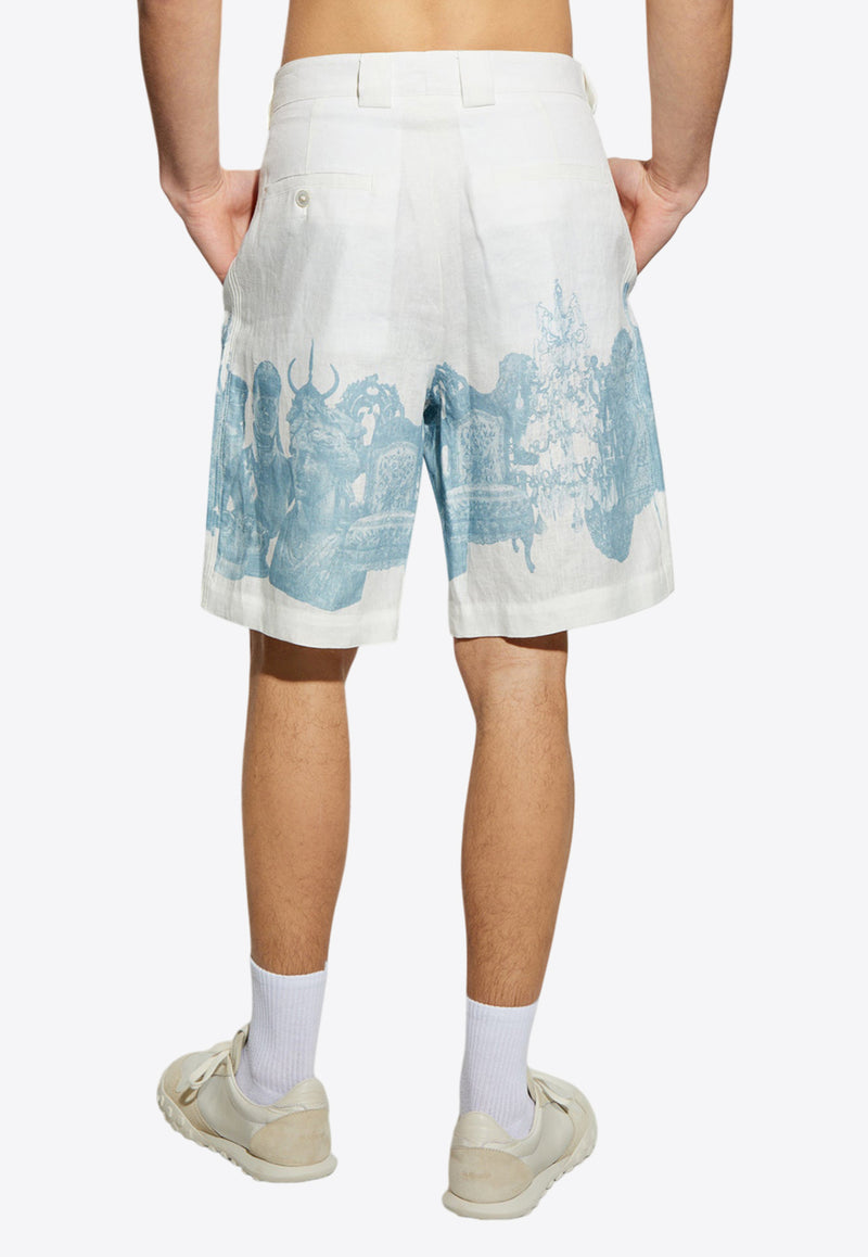 Givenchy Hubert Print Linen Bermuda Shorts White BM51J 315WB-490