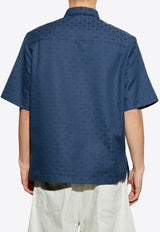 Givenchy Jacquard Monogram Short-Sleeved Shirt Blue BM612 P5YCC-063