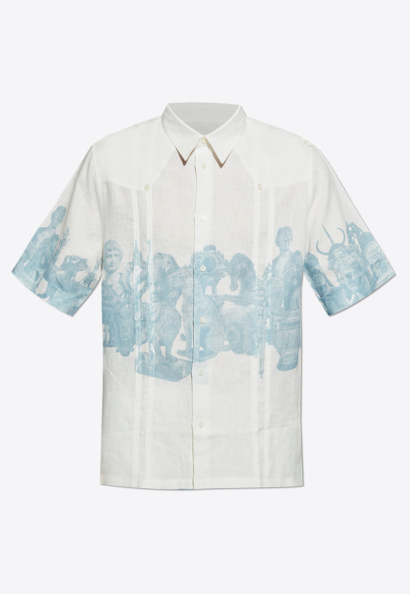 Givenchy Hubert Print  Linen Shirt White BM612 H15WA-490