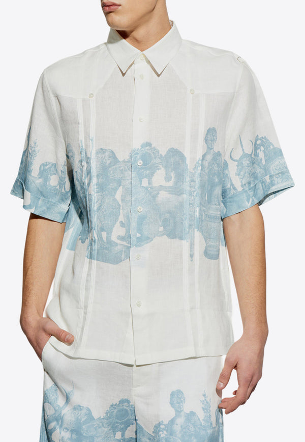 Givenchy Hubert Print  Linen Shirt White BM612 H15WA-490