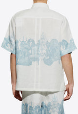 Givenchy Hubert Print  Linen Shirt White BM612 H15WA-490