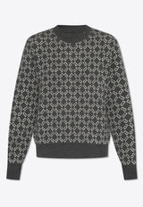 Givenchy Monogram Jacquard Wool-Blend Sweater Gray BM90T H4YKY-030