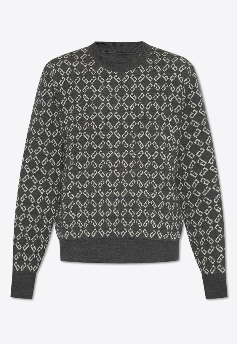 Givenchy Monogram Jacquard Wool-Blend Sweater Gray BM90T H4YKY-030