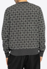 Givenchy Monogram Jacquard Wool-Blend Sweater Gray BM90T H4YKY-030