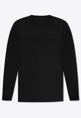 Givenchy Logo Embossed Long-Sleeved T-shirt Black BM71M H3YP1-001