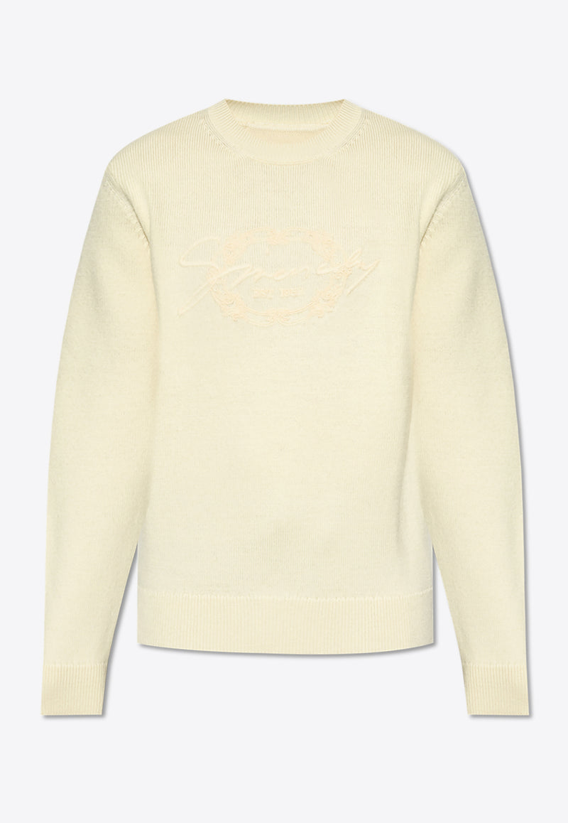 Givenchy Logo Embroidered Wool Sweater Cream BM90T W4YLC-272