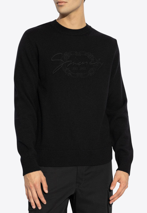 Givenchy Embroidered Logo Wool Sweater Black BM90T W4YLC-001