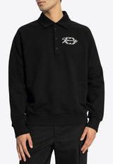 Givenchy Embroidered Logo Fleece Polo Sweatshirt Black BMJ0M 53YPK-001