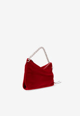 Jimmy Choo Callie Velvet Shoulder Bag Red CALLIE BEN-RUBY RED SILVER