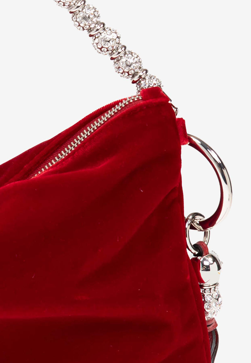 Jimmy Choo Callie Velvet Shoulder Bag Red CALLIE BEN-RUBY RED SILVER