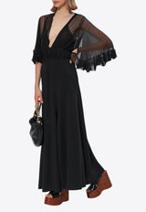 Chloé V-neck Silk Maxi Dress Black CH25SRO26 355-001