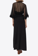 Chloé V-neck Silk Maxi Dress Black CH25SRO26 355-001