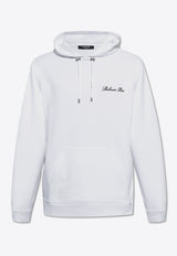 Balmain Signature Logo Embroidered Hoodie White DH1JT047 BC78-GAB