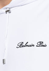 Balmain Signature Logo Embroidered Hoodie White DH1JT047 BC78-GAB