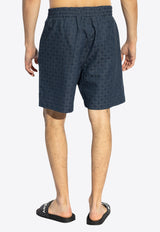 Givenchy Bermuda Shorts in Shiny Monogram Navy BM51J 75YCC-063