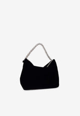 Jimmy Choo Callie Velvet Shoulder Bag Black CALLIE BEN-BLACK SILVER