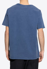 Balmain Logo Embroidered T-shirt Blue DH1EG010 BC72-SOS