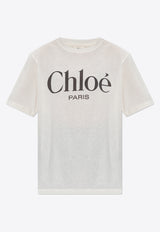 Chloé Logo Print Crewneck T-shirt White CH25SJH20 191-101