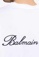 Balmain Signature Logo Embroidered T-shirt White DH1EG010 BC68-GAB