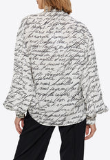 Balmain Love Letter Print Blouse White EF1HT020 VH61-GAB