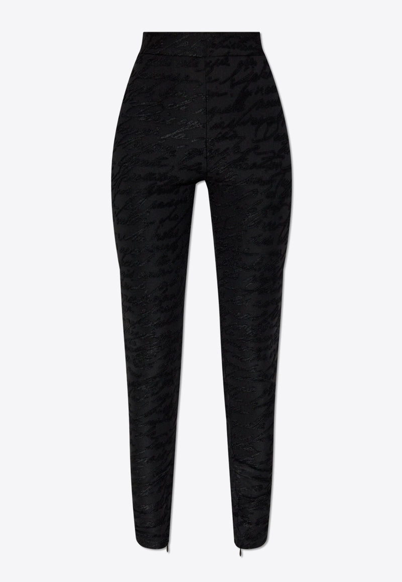 Balmain Love Letter Knit Leggings Black EF1OC040 JJ89-0PA