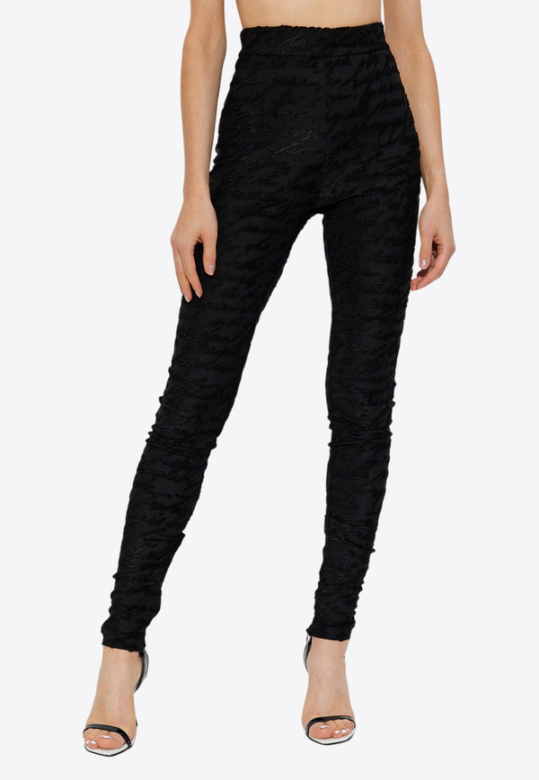 Balmain Love Letter Knit Leggings Black EF1OC040 JJ89-0PA