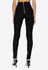 Balmain Love Letter Knit Leggings Black EF1OC040 JJ89-0PA