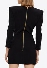 Balmain Two-Tone Crepe Mini Blazer Dress Black EF1R9239 MB01-EAB