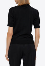 Balmain Couture Logo Knit Top Black EF1KA115 KH87-EAB