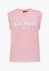 Balmain Logo Print Tank Top Pink CF1ED001 BB02-OLA