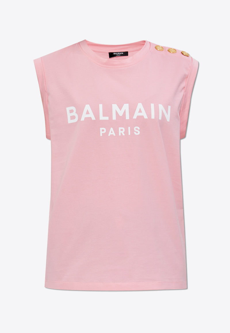 Balmain Logo Print Tank Top Pink CF1ED001 BB02-OLA