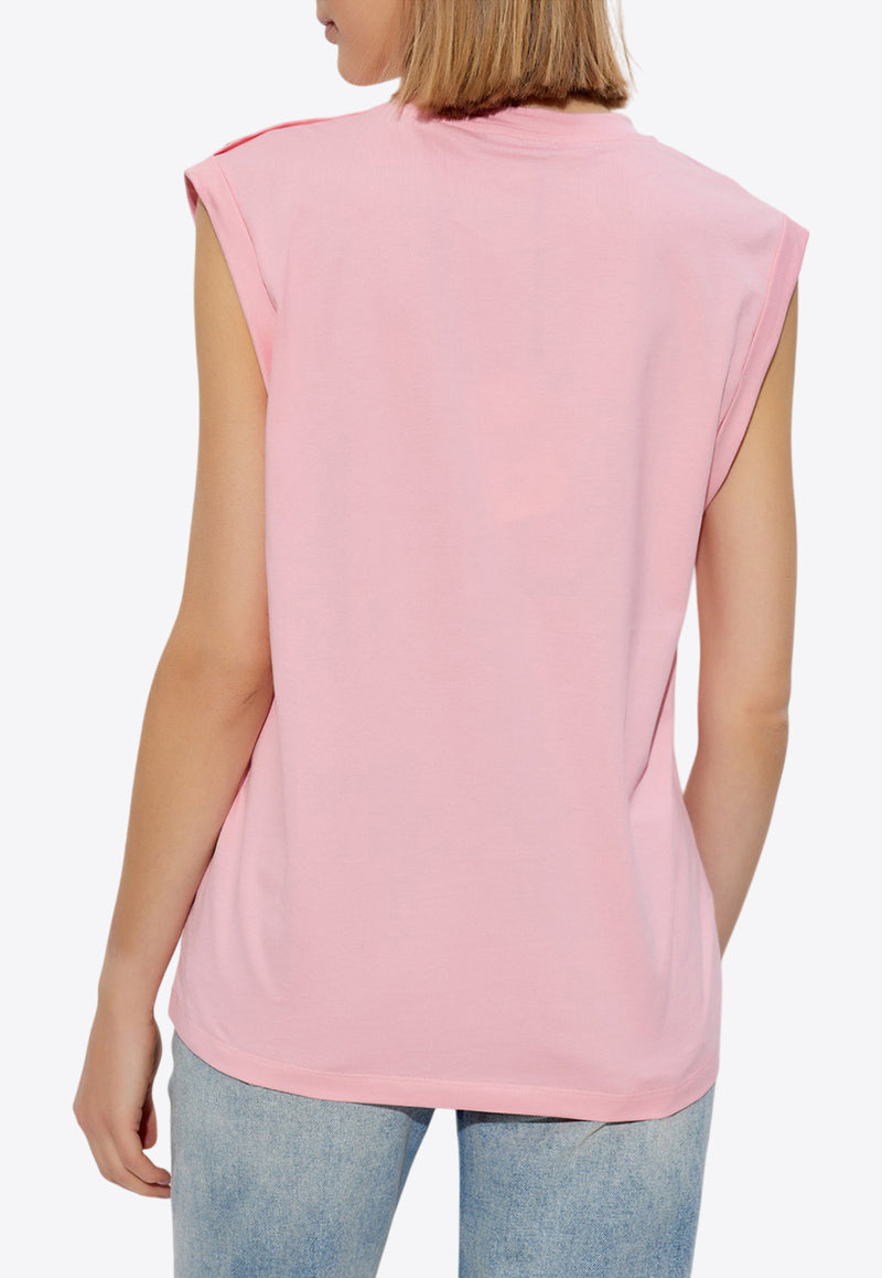 Balmain Logo Print Tank Top Pink CF1ED001 BB02-OLA