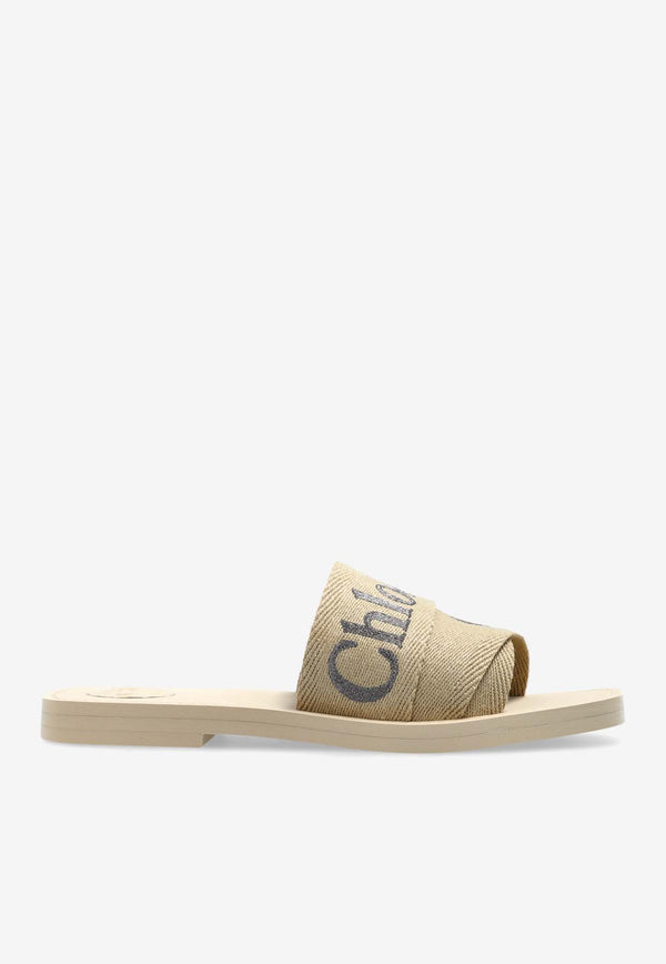 Chloé Woody Logo Slides Beige CHC25S188 QT-2YC