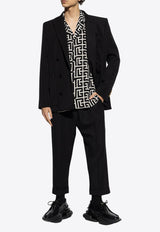 Balmain Monogram Print Bowling Shirt Black EH1HN011 VD01-GFE