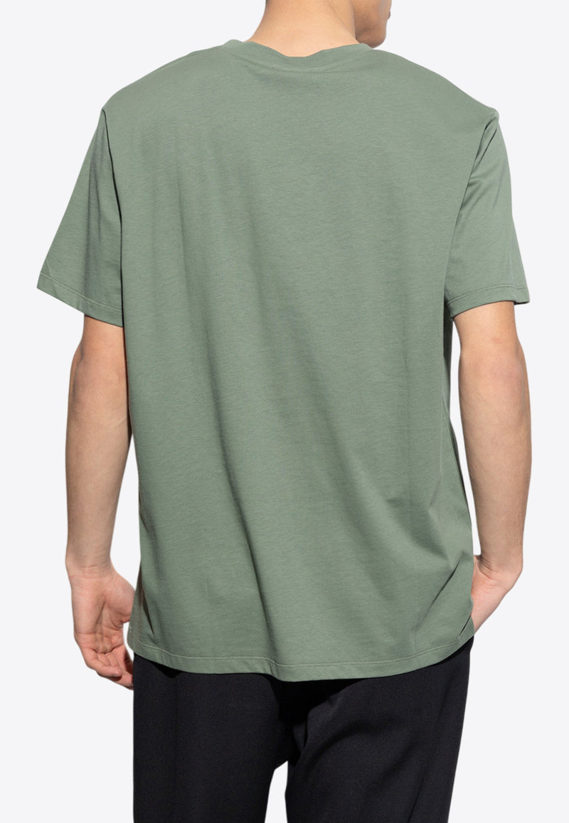 Balmain Logo Print Crewneck T-shirt Green EH1EG010 BB73-UMA