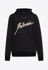 Balmain Embellished Logo Hooded Sweatshirt Black EH1JT240 PC70-EAW