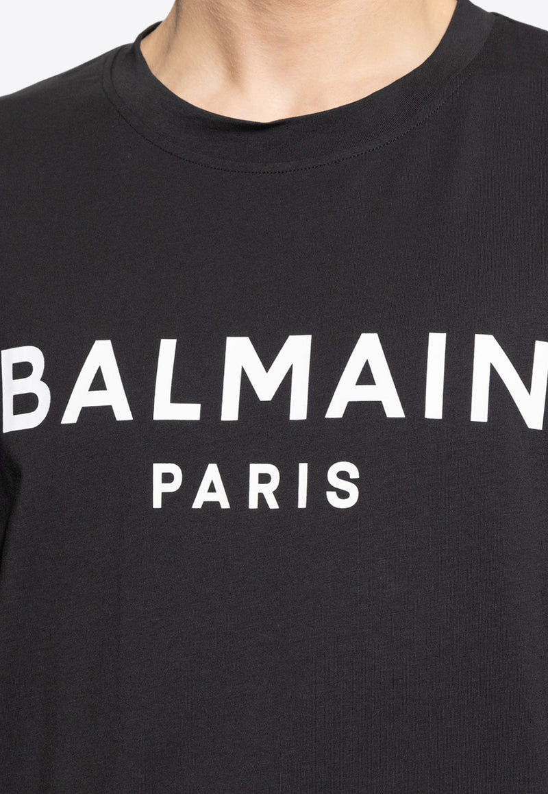 Balmain Logo Print Crewneck T-shirt Black EH1EG010 BB73-EAB