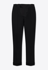 Balmain Straight-Leg Wool Pants Black EH1PQ299 WC09-0PA