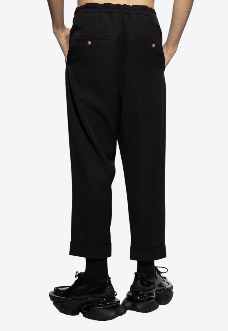 Balmain Straight-Leg Wool Pants Black EH1PQ299 WC09-0PA