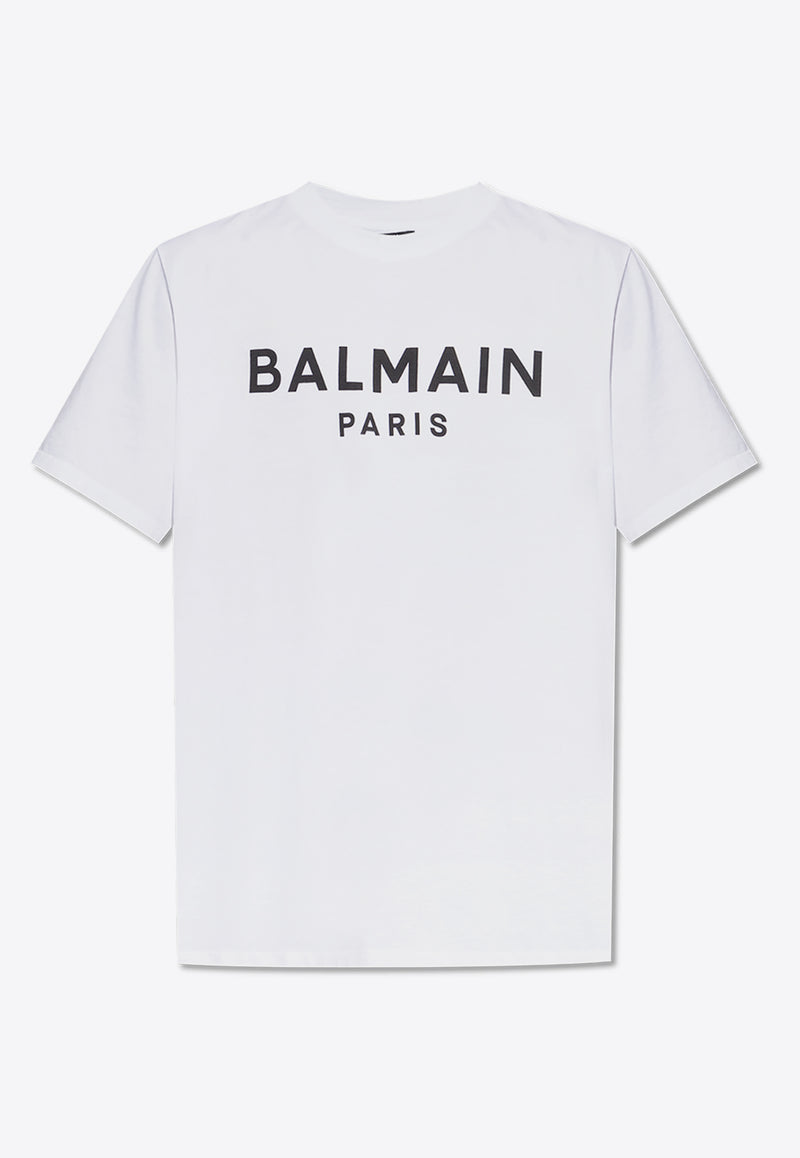 Balmain Logo Print Crewneck T-shirt White EH1EG010 BB73-GAB