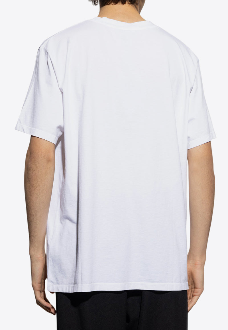 Balmain Logo Print Crewneck T-shirt White EH1EG010 BB73-GAB